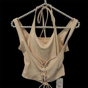 Cider Corset Crop Top Womens Small Cottagecore Lace Up Festival Coachella Boho